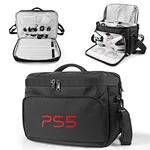 Carrying case storage Bag for Play /Station 5 and pS5 Slim: storage your ps5 console system, controller charging dock, games cards slots and other accessories. Travel bag for PS5 with three layers Design keep accessories Organize avoid to scratch.